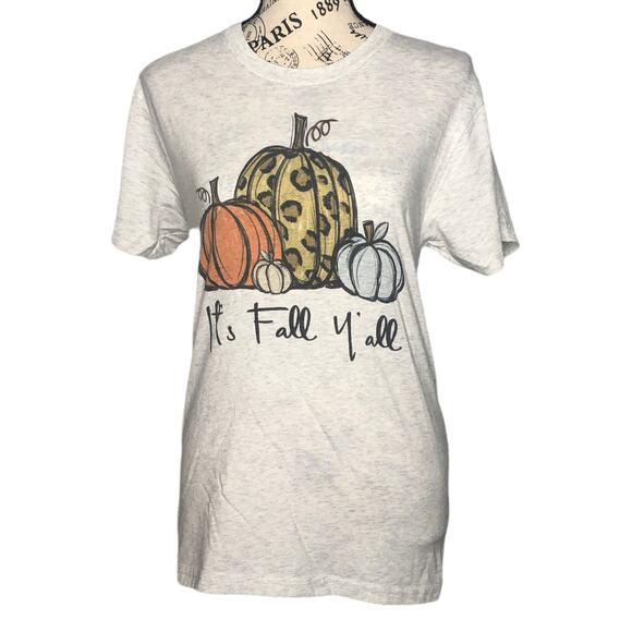 "It's Fall Y'all" X-SMALL Pumpkin Autumn Halloween Thanksgiving Printed Tee - Picture 1 of 10